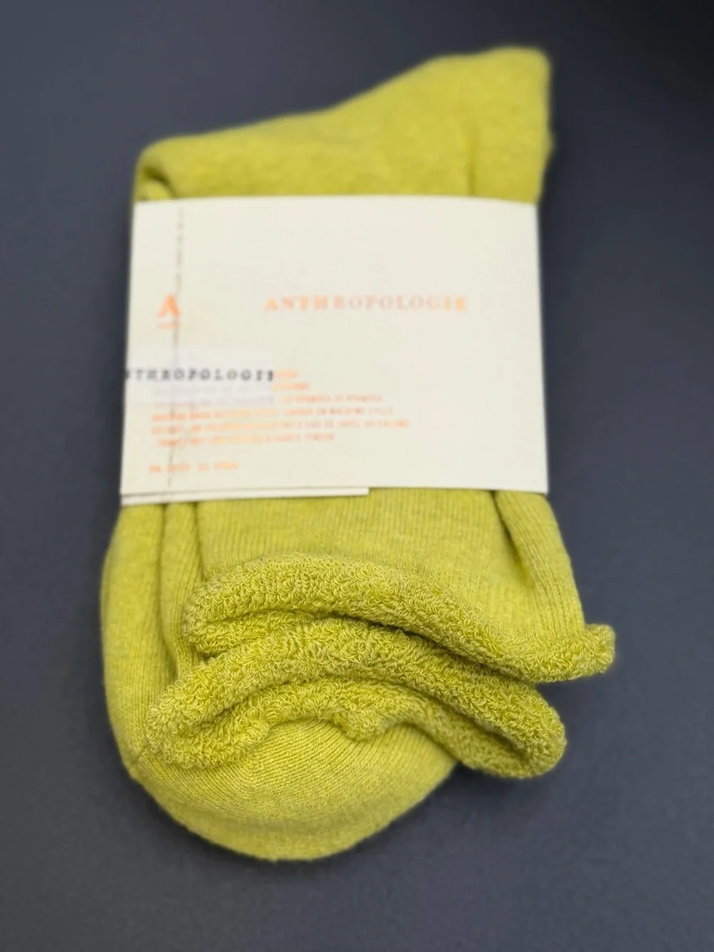 Anthropologie Soft Terry Rolled-Cuff Crew Socks in Lemon Yellow OS
